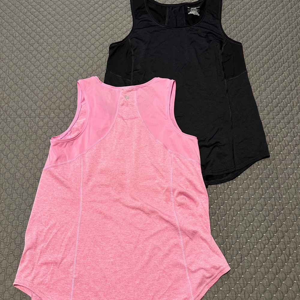 Women's Black and Pink Sleeveless Athletic Tops